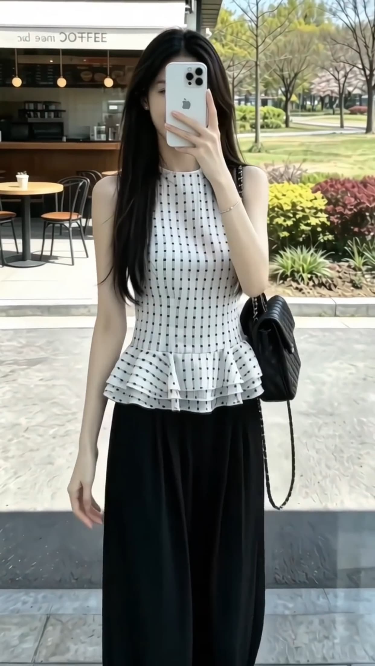 프릴 체크무늬 조끼 맨위 상세 이미지 7