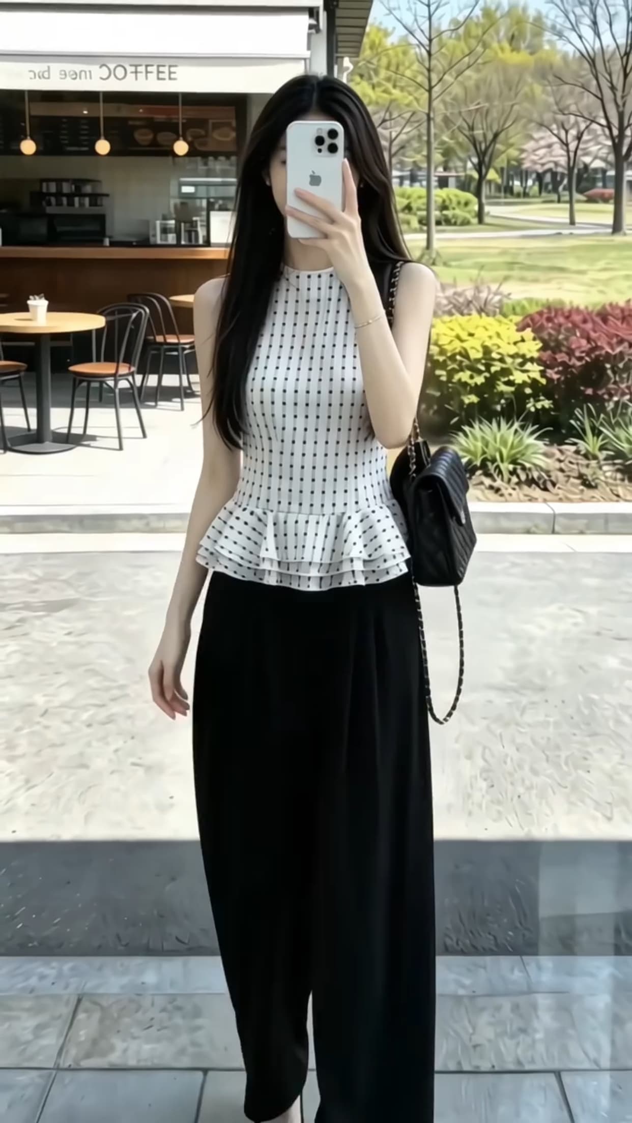 프릴 체크무늬 조끼 맨위 상세 이미지 8