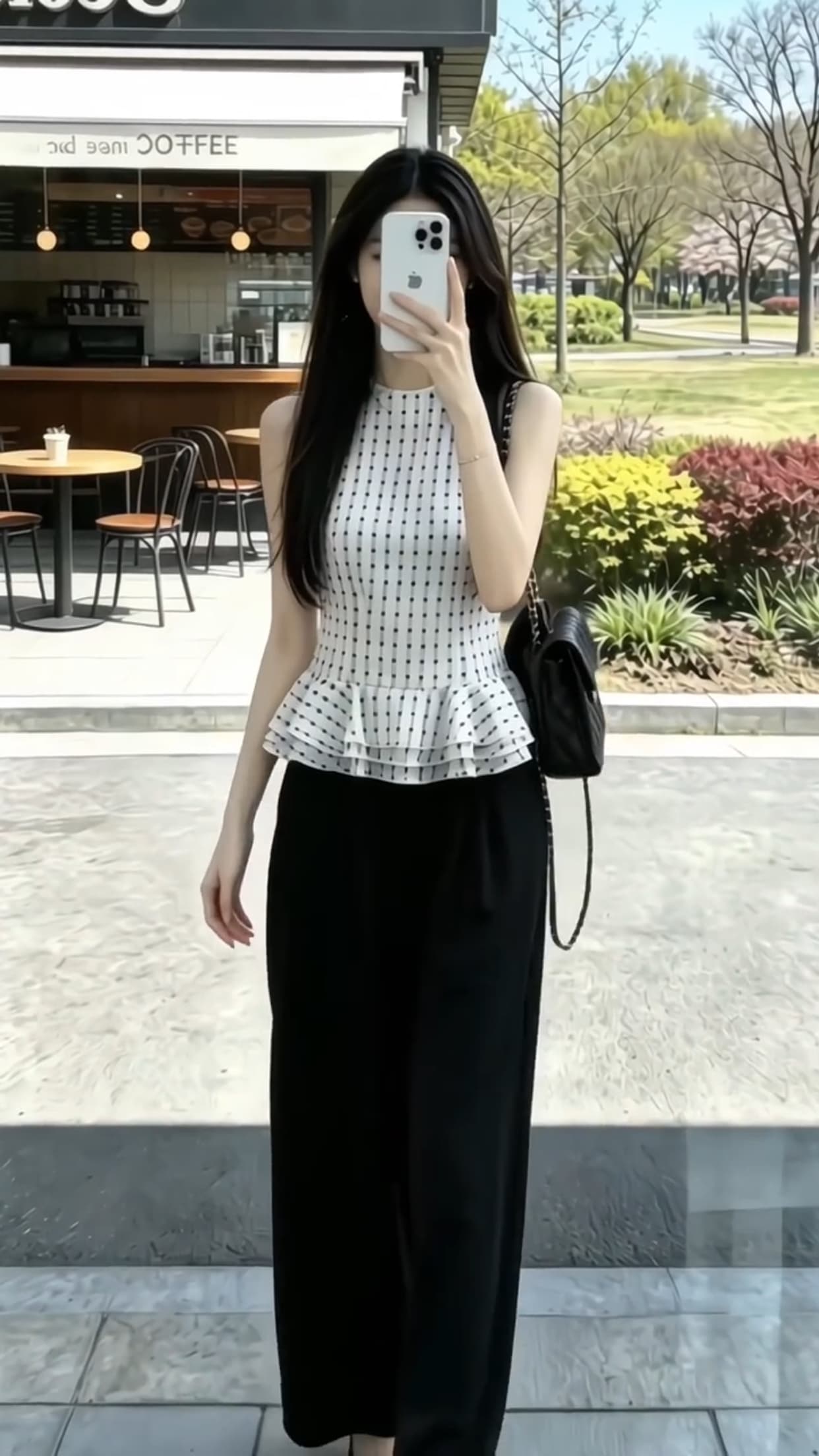 프릴 체크무늬 조끼 맨위 상세 이미지 9