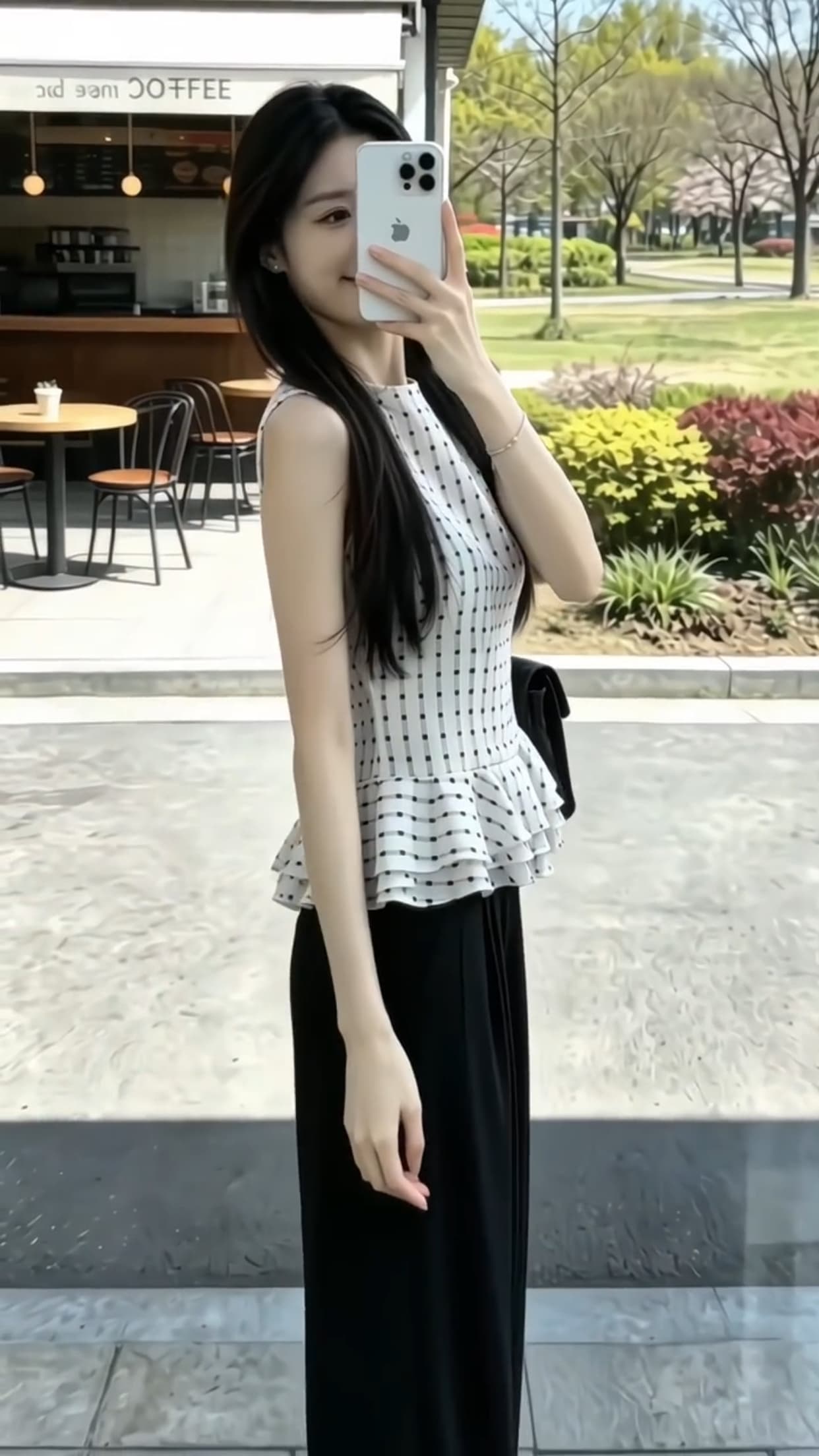 프릴 체크무늬 조끼 맨위 상세 이미지 11