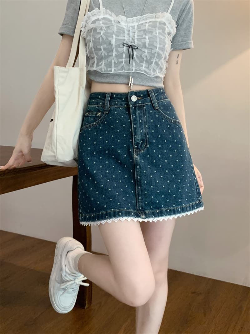 레이스 레이스 데님 반바지 여성 하이웨이스트 여름 새로운 빅 사이즈 지방 mm 루즈핏 슬림해 보이는 한 마디 넓은 다리 뜨거운 바지 상세 이미지 4