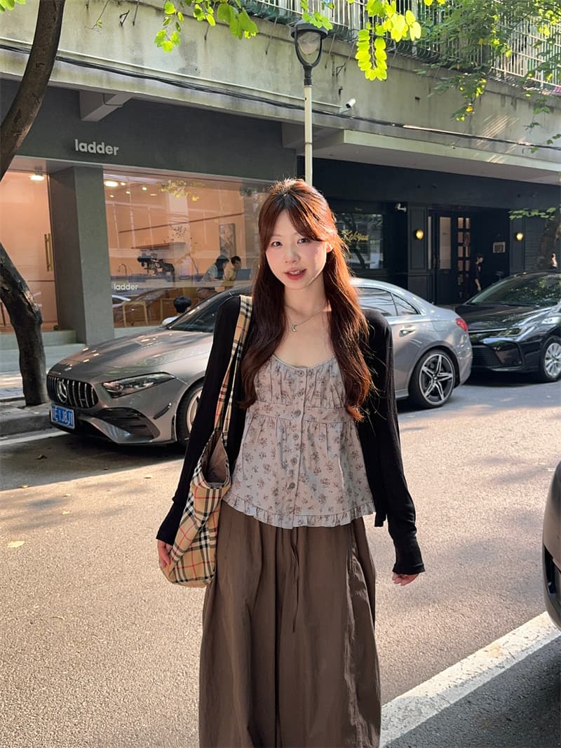 실사 정가 디자인 센스 꽃무늬 슬립 인형 셔츠 맨위 프로필 모양 낙하산 병 워크웨어 팬츠 다용도 자외선 차단 바지 이미지 3