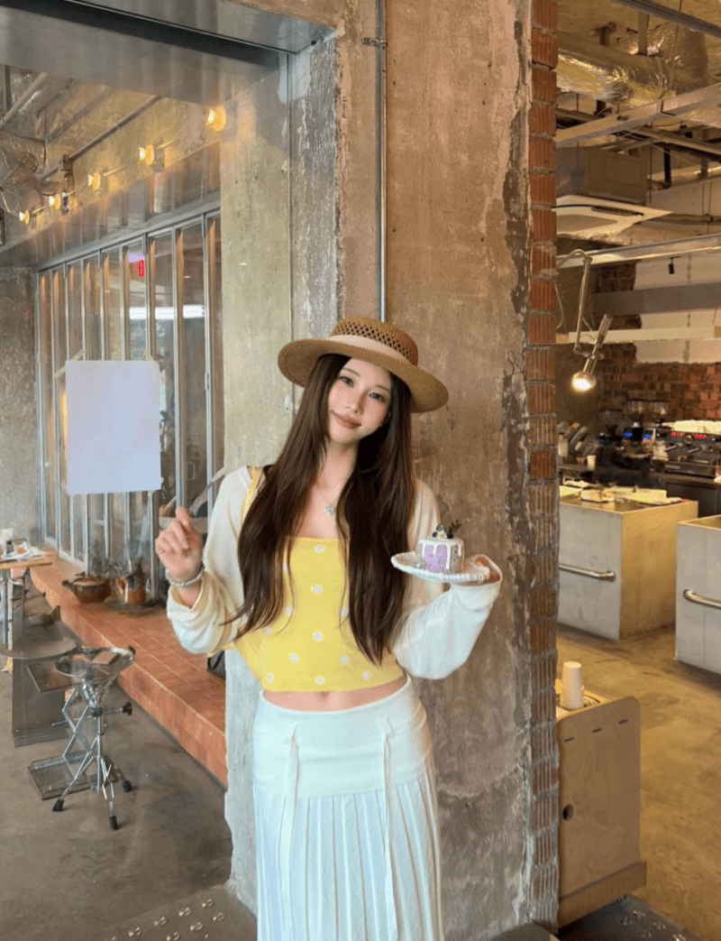 실사 정가 디자인 센스 도트 무늬 캐미솔 쇼트 스타일 자외선 차단 숄 오픈 가디건 플리츠 한 마디 반신 미니 스커트 상세 이미지 2