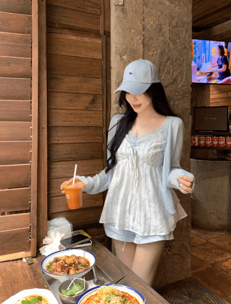 실사 정가 디자인 센스 레이스 조각 꽃무늬 인사이드 가져 가라. 슬립 페이크 레이어드 맨위 상세 이미지 2