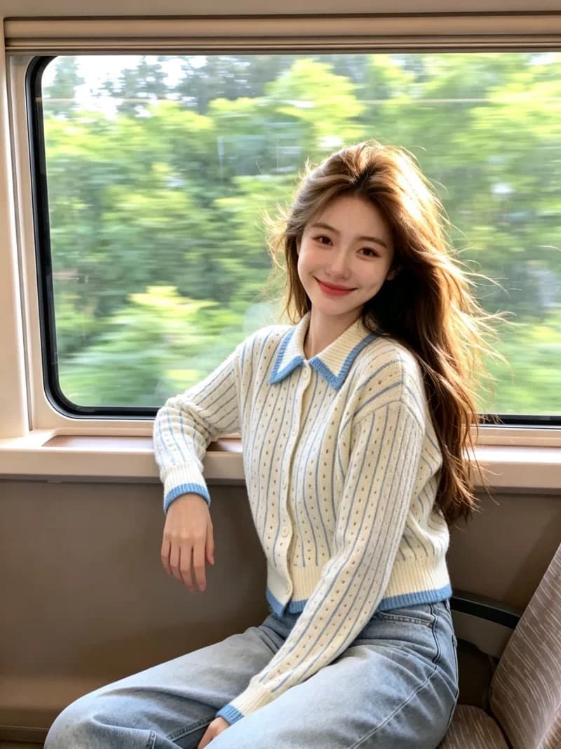 보존 섹션 추천 부드러운 바람 배색 폴로 칼라 니트 오픈 가디건 여성 가을 겨울 새로운 고유 한 아름다운 연령 감소 스웨터 이미지 3