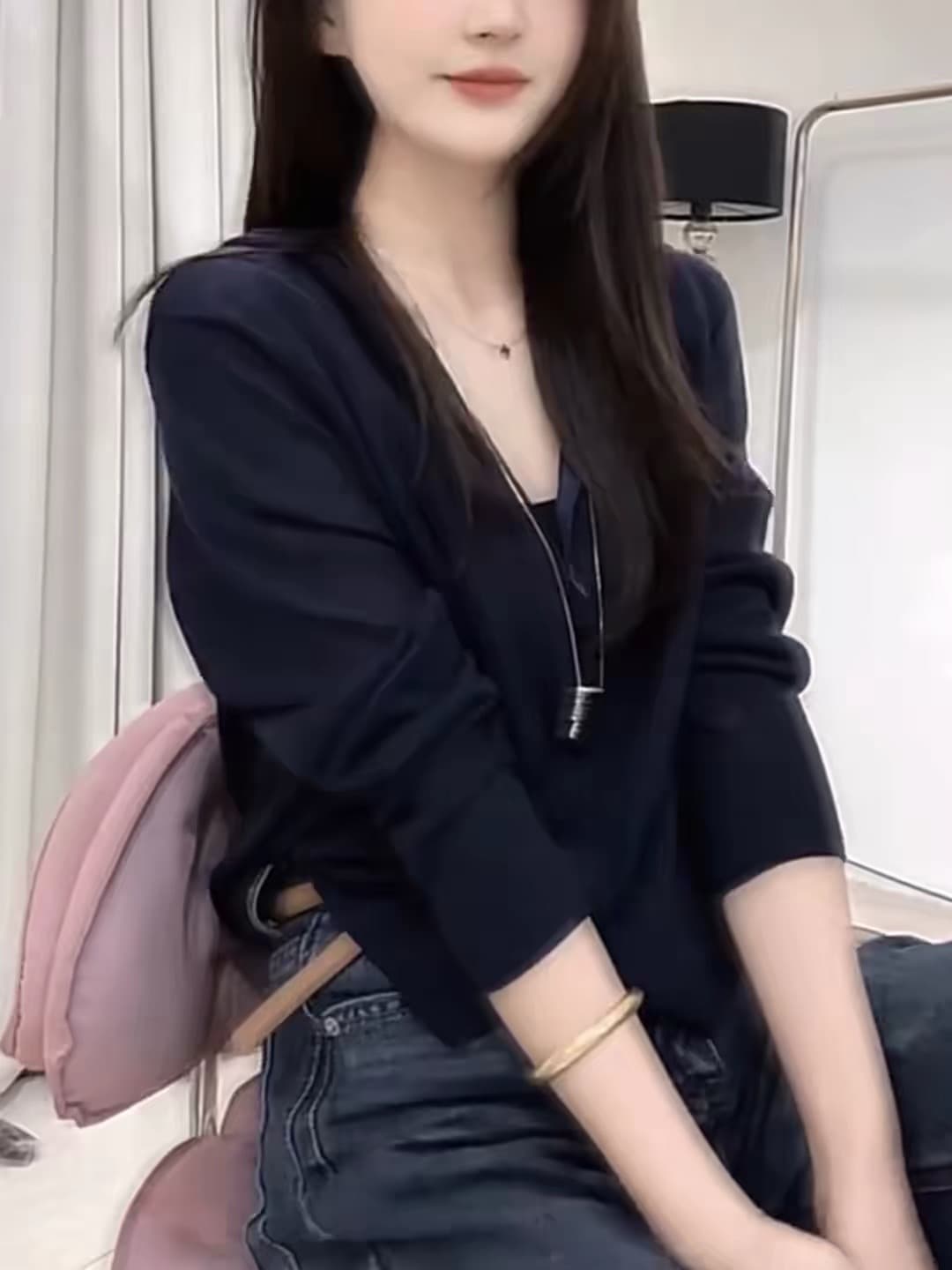 캐주얼 슬림해 보이는 연령 감소 이른 가을 새로운 해군 후드 지퍼 티셔츠 여성 다용도 쇼트 스타일 외국 가스 작은 대중 맨위 이미지 3