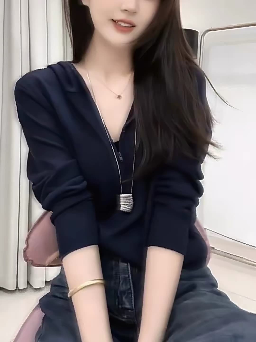 캐주얼 슬림해 보이는 연령 감소 이른 가을 새로운 해군 후드 지퍼 티셔츠 여성 다용도 쇼트 스타일 외국 가스 작은 대중 맨위 상세 이미지 5