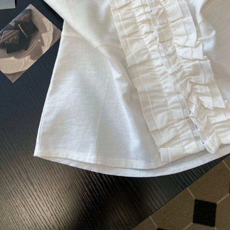 실사 오래된 돈 바람 싱글 줄 버튼 아마 민소매 맨위 여성 여름 새로운 패션 품격 다용도 슬림해 보이는 광장 칼라 베스트 상세 이미지 4