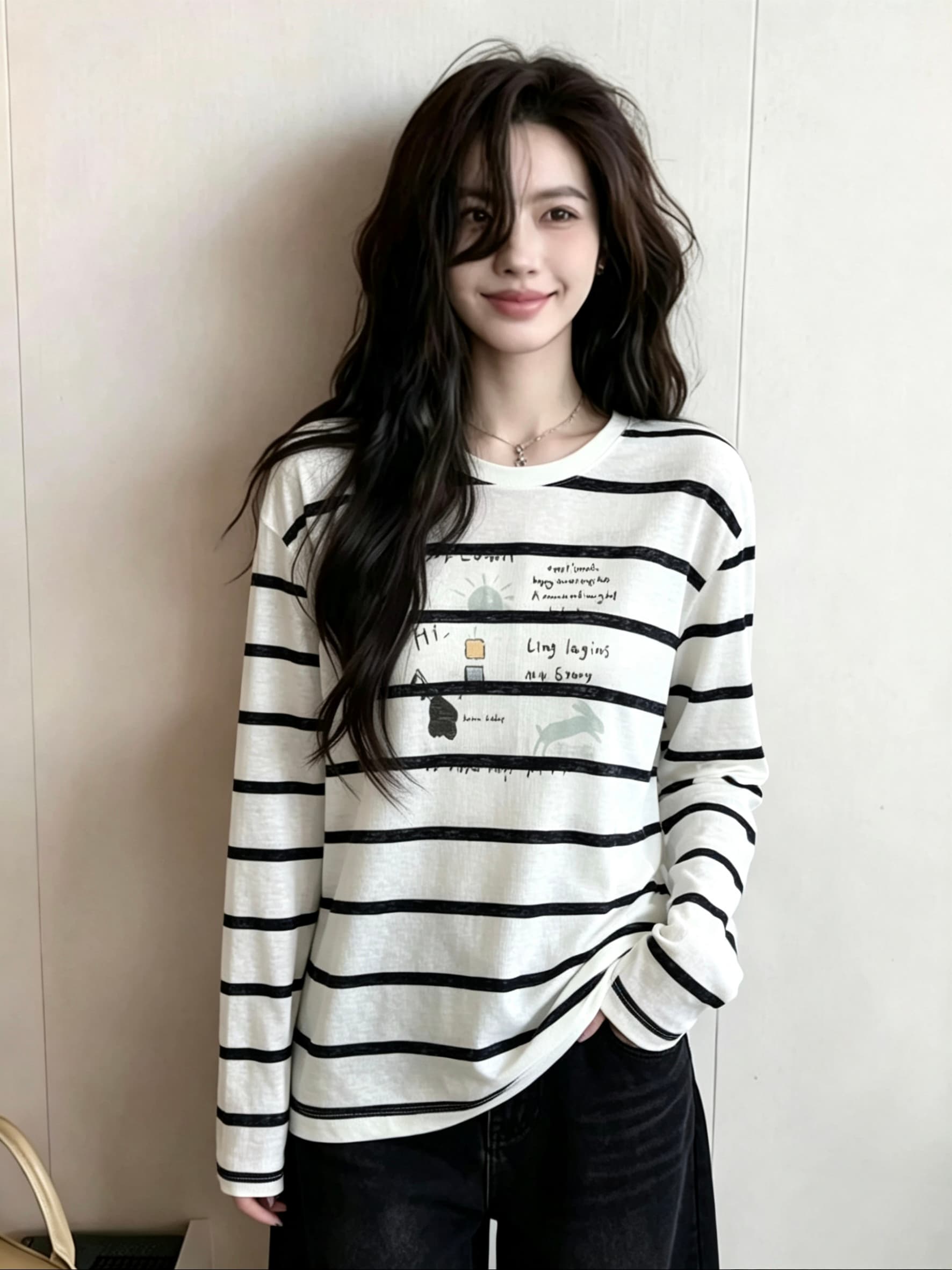 스트라이프 프린트 얼음 실크 긴팔 티셔츠 여성 여름 얇은 스타일 외부 가져 가라. 자외선 차단 블라우스 루즈핏 에어컨 셔츠 Tulle 맨위 이미지 3