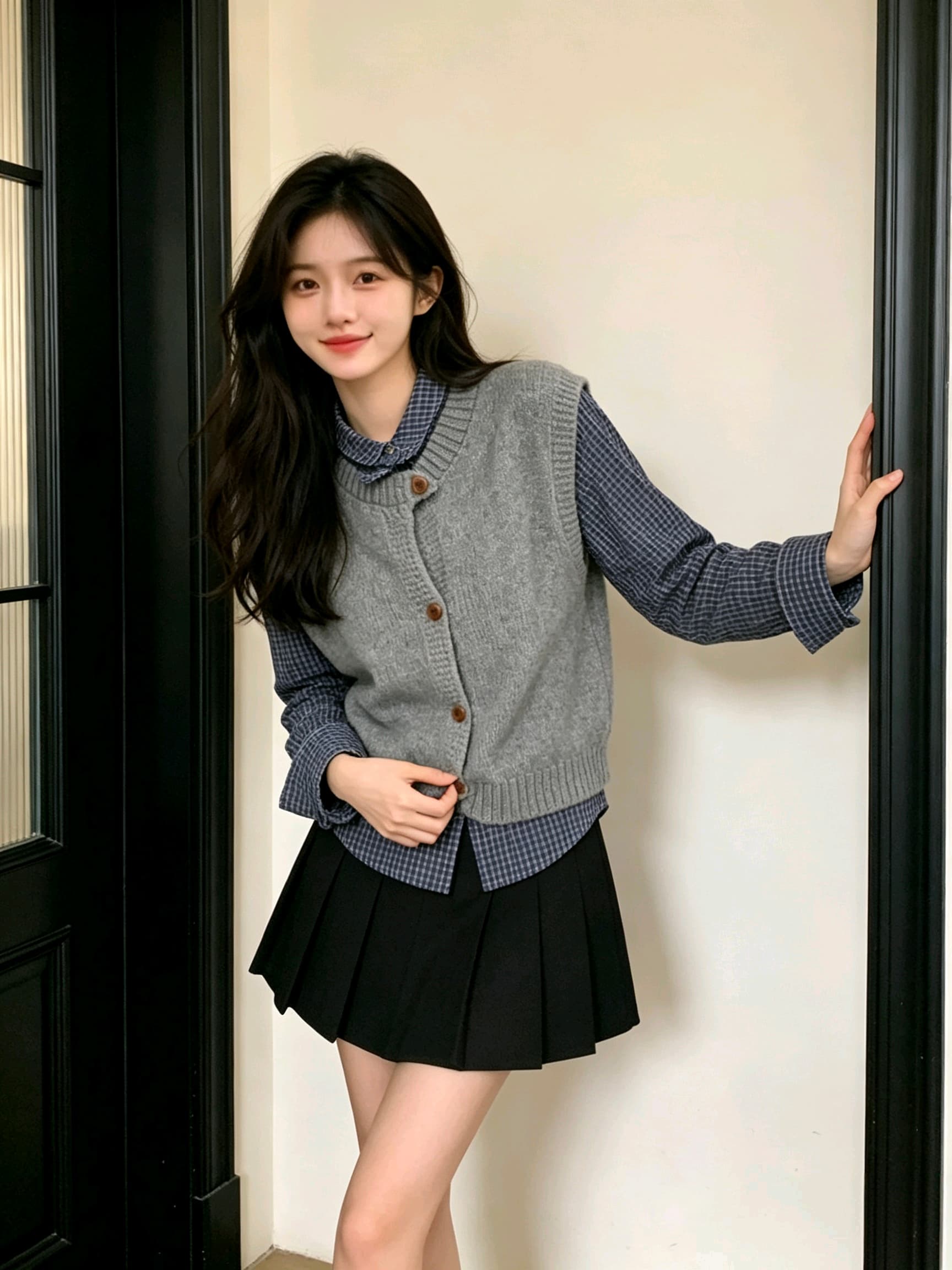 2026 년 가을 겨울 한 부서 새로운 빅 사이즈 여성 의류 패션 라운드 넥 긴팔 니트 조끼 긴팔 셔츠 베스트 이미지 5