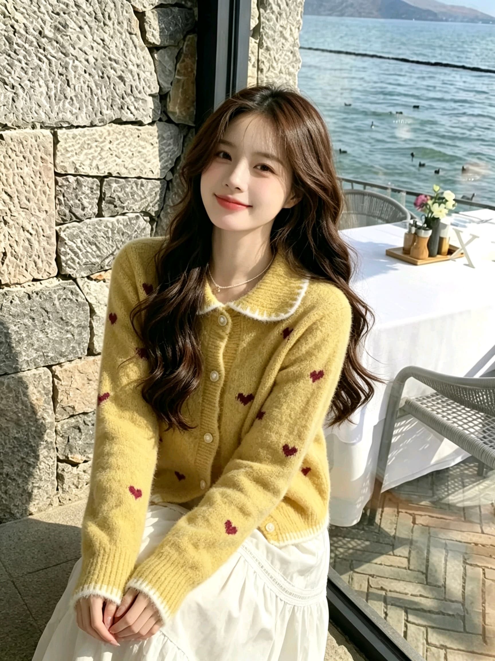 2026 하트 니트 오픈 가디건 이른 가을 새로운 맨위 여성 한 부서 착용 가져 가라. 느긋한 패션 외국 가스 스웨터 코트 상세 이미지 2