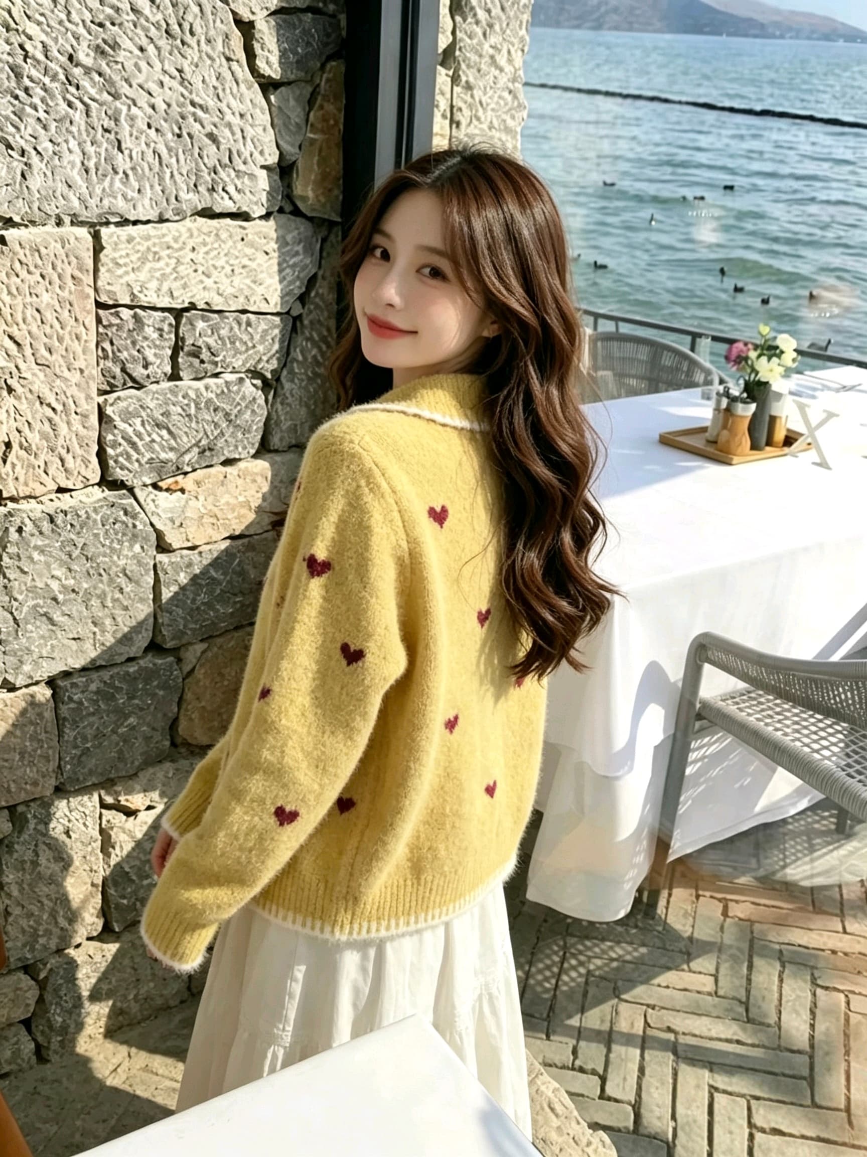 2026 하트 니트 오픈 가디건 이른 가을 새로운 맨위 여성 한 부서 착용 가져 가라. 느긋한 패션 외국 가스 스웨터 코트 상세 이미지 4