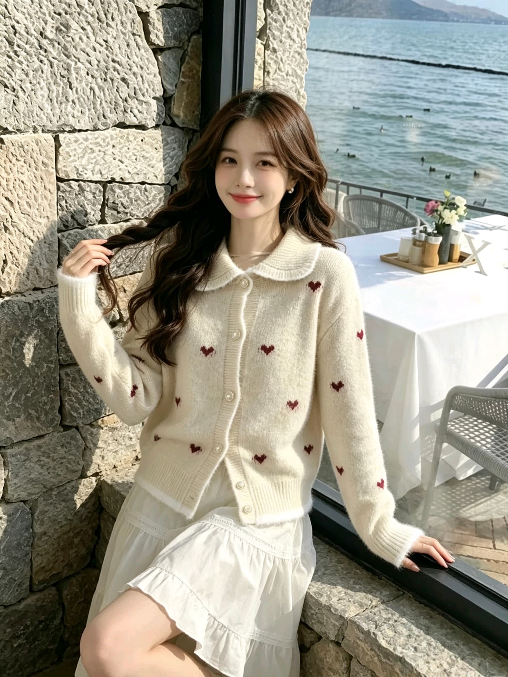 2026 하트 니트 오픈 가디건 이른 가을 새로운 맨위 여성 한 부서 착용 가져 가라. 느긋한 패션 외국 가스 스웨터 코트 상세 이미지 10
