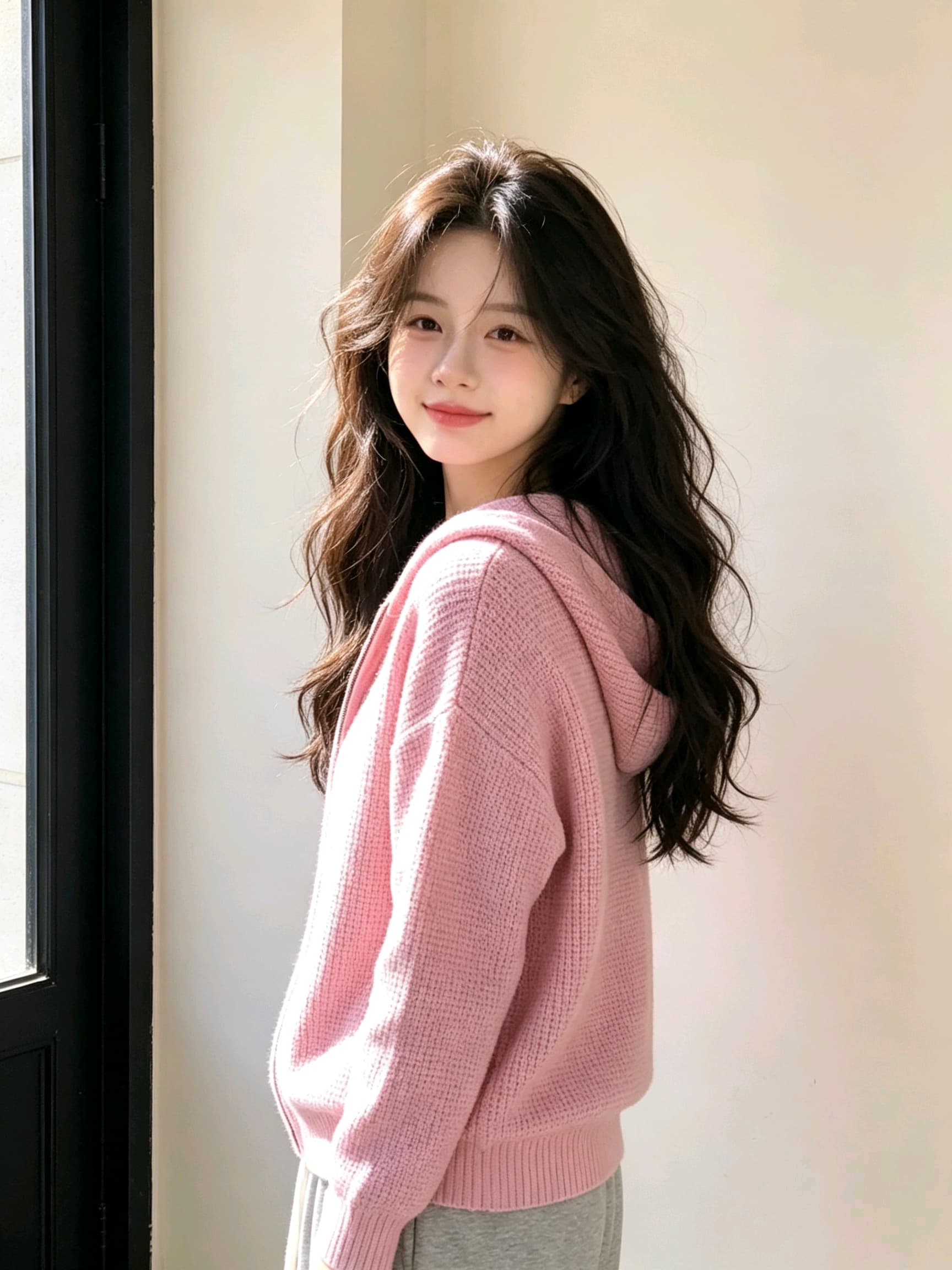 한 부서 느긋한 바람 여성 코트 2026 새로운 가을 스웨터 후아 남편 그리드 후드 오픈 가디건 ins 트렌디 상세 이미지 3