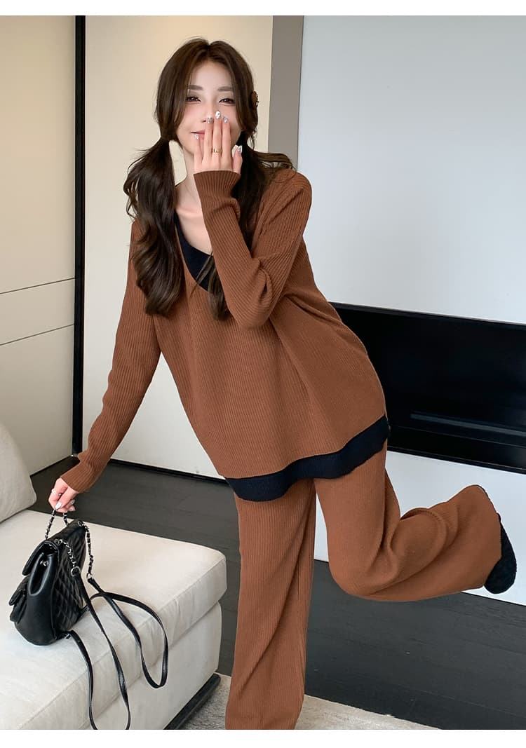 실사 지금 지금 작은 키 출산 착용 한국 스타일 루즈핏 임산부 투피스 세트 빅 사이즈 임산부 세트 상세 이미지 11