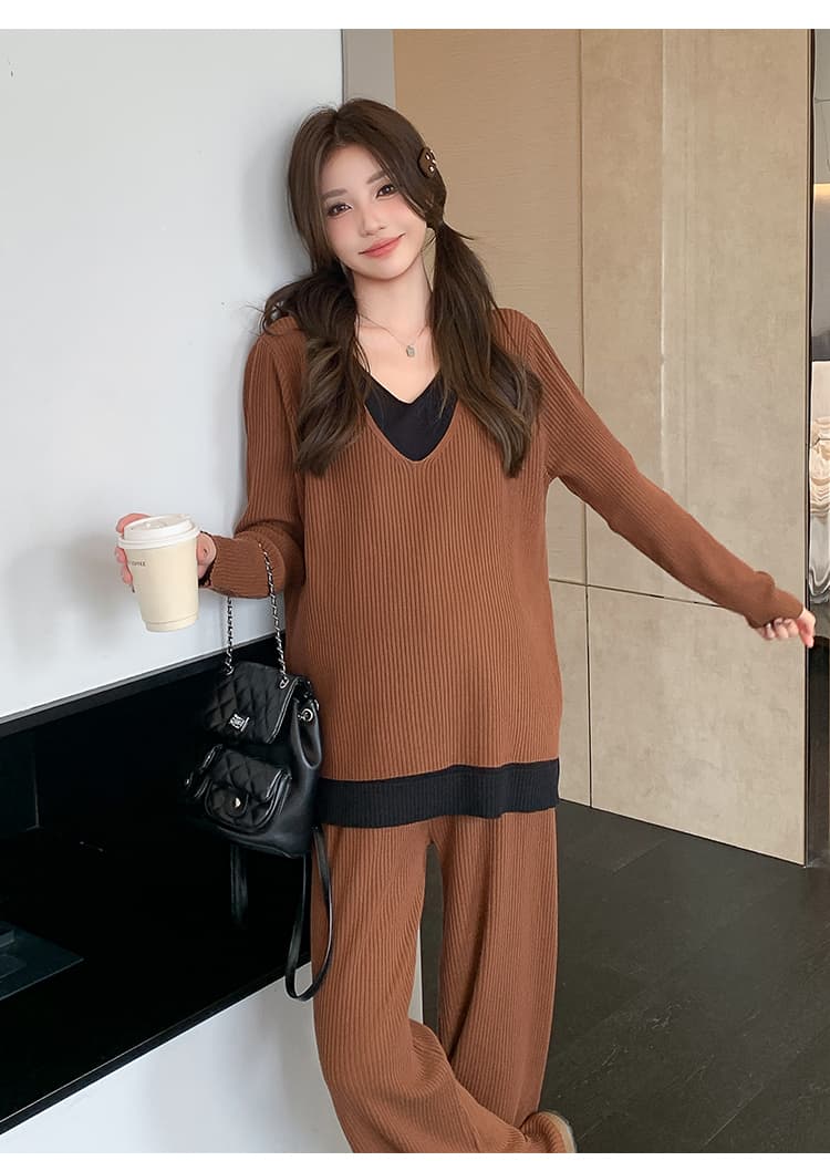 실사 지금 지금 작은 키 출산 착용 한국 스타일 루즈핏 임산부 투피스 세트 빅 사이즈 임산부 세트 상세 이미지 18