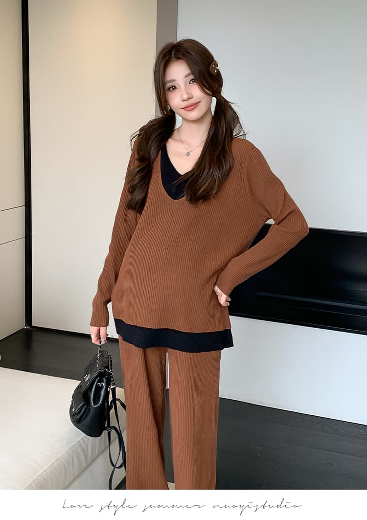 실사 지금 지금 작은 키 출산 착용 한국 스타일 루즈핏 임산부 투피스 세트 빅 사이즈 임산부 세트 상세 이미지 30