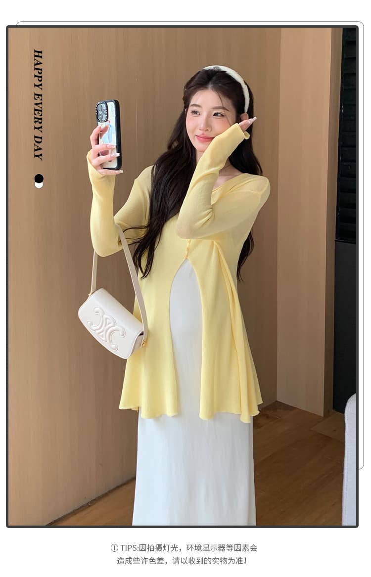 실사 지금 지금 높은 품질 얼음 센스 패션 슬립 드레스 자외선 차단 투피스 세트 임산부 점프 슈트 치마 세트 출산 착용 상세 이미지 3