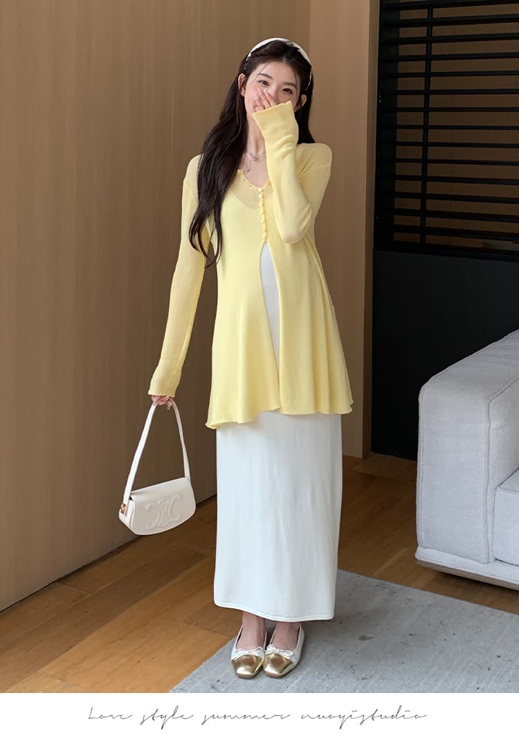 실사 지금 지금 높은 품질 얼음 센스 패션 슬립 드레스 자외선 차단 투피스 세트 임산부 점프 슈트 치마 세트 출산 착용 상세 이미지 13