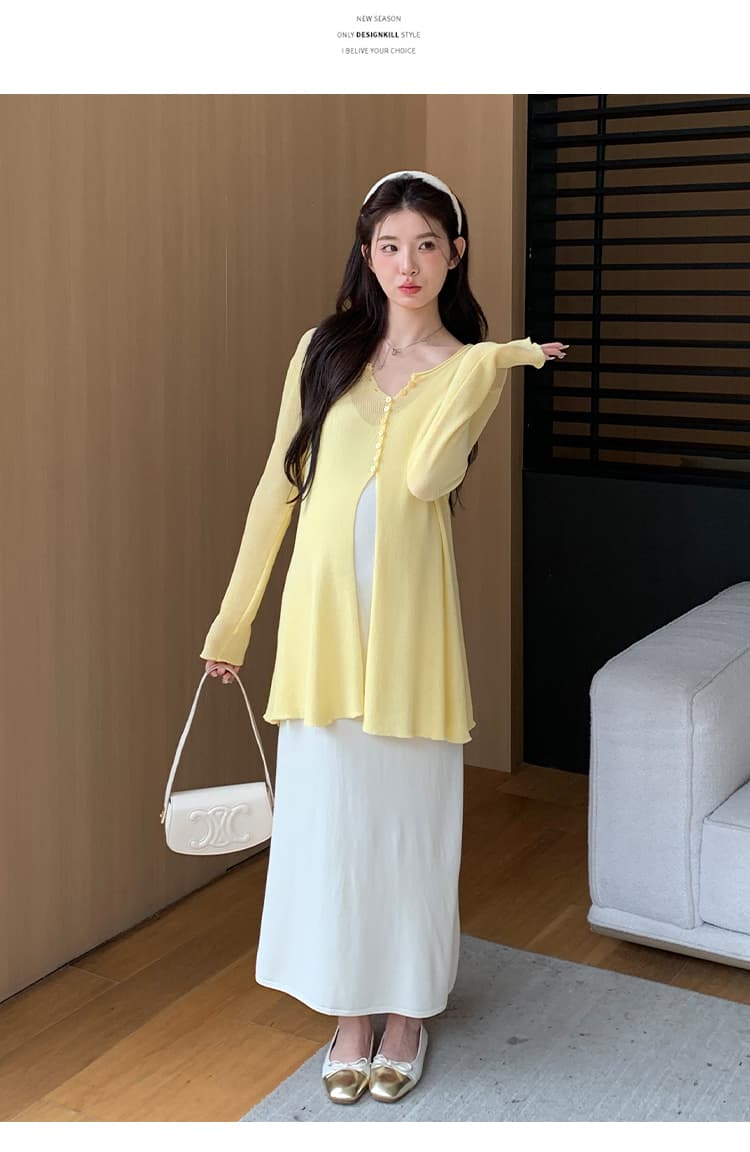 실사 지금 지금 높은 품질 얼음 센스 패션 슬립 드레스 자외선 차단 투피스 세트 임산부 점프 슈트 치마 세트 출산 착용 상세 이미지 14