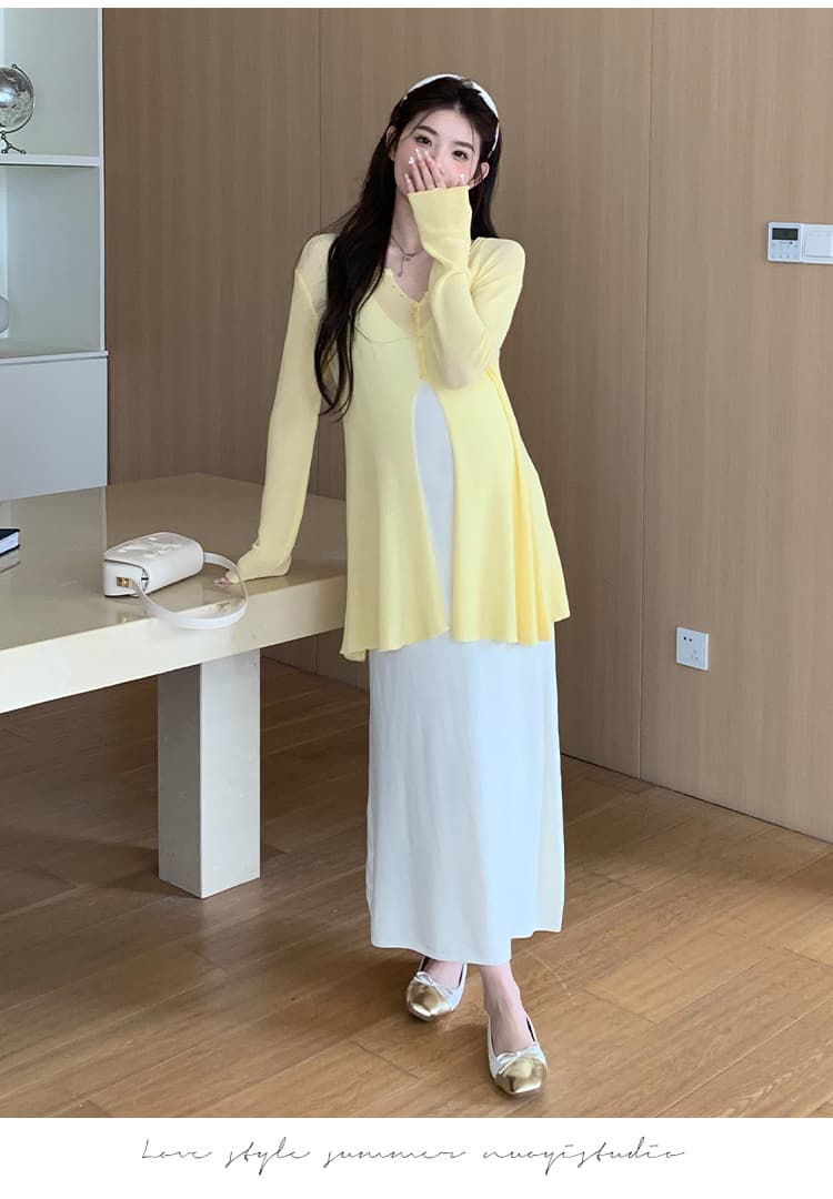 실사 지금 지금 높은 품질 얼음 센스 패션 슬립 드레스 자외선 차단 투피스 세트 임산부 점프 슈트 치마 세트 출산 착용 상세 이미지 20