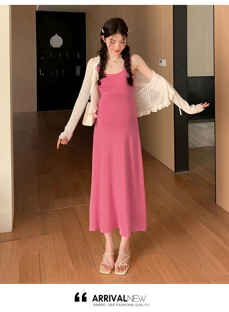 실사 지금 지금 인터넷 유명인 출산 착용 여름 패션 슬립 드레스 자외선 차단 투피스 세트 임산부 점프 슈트 치마 세트 상세 이미지 16