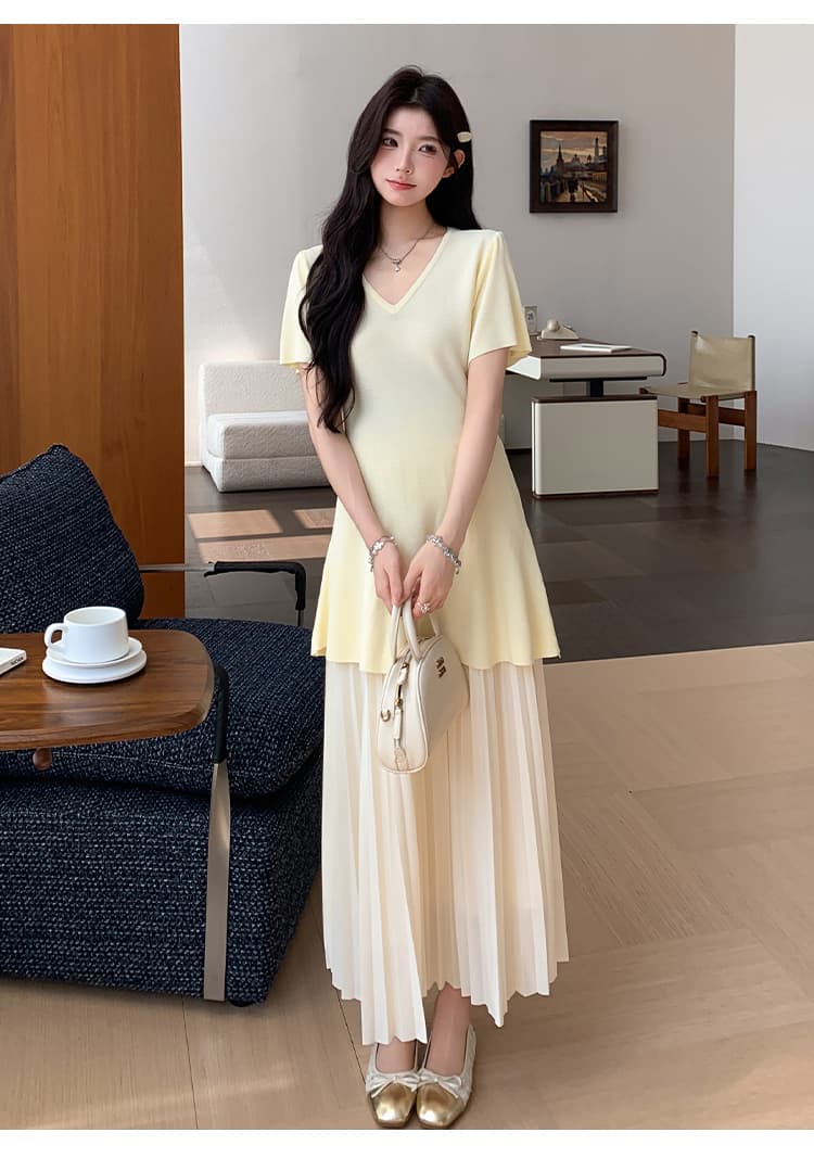 실사 선물 물품 새로운 한국 스타일 루즈핏 임산부 맨위 백 하프 치마 투피스 세트 임산부 세트 상세 이미지 10