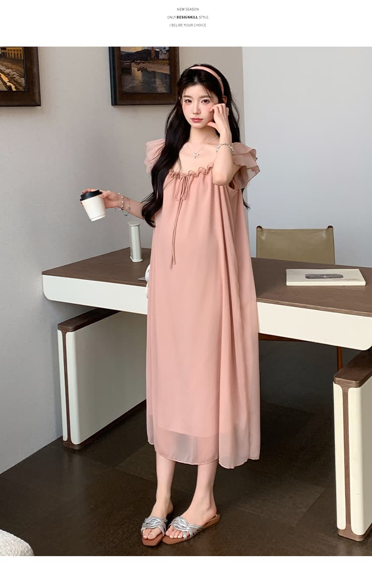 실사 지금 지금 여름 드레스 새로운 출산 착용 우아한 요정 임산부 드레스 상세 이미지 12