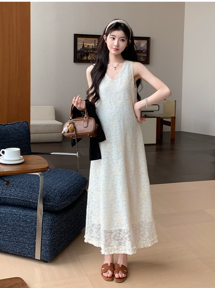 실사 선물 물품 새로운 한국 스타일 레이스 외국 가스 휴가 바람 슬립 드레스 자외선 차단 오픈 가디건 투피스 세트 임산부 세트 상세 이미지 24