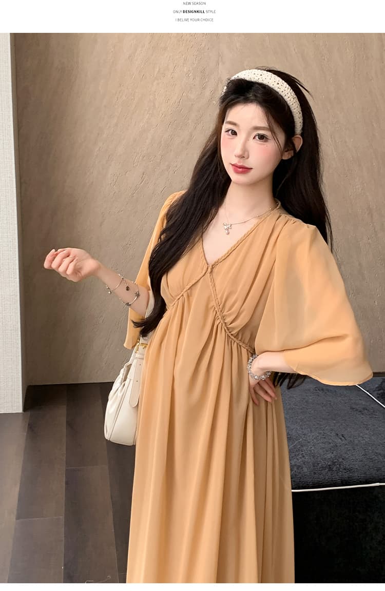 실사 지금 지금 차가운 센스 임산부 여름 드레스 루즈핏 빅 사이즈 임산부 드레스 쉬폰 출산 스커트 상세 이미지 18