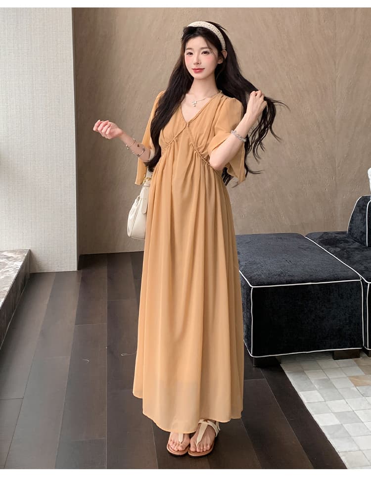 실사 지금 지금 차가운 센스 임산부 여름 드레스 루즈핏 빅 사이즈 임산부 드레스 쉬폰 출산 스커트 상세 이미지 19