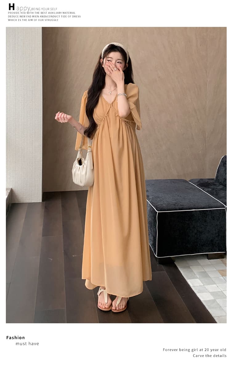 실사 지금 지금 차가운 센스 임산부 여름 드레스 루즈핏 빅 사이즈 임산부 드레스 쉬폰 출산 스커트 상세 이미지 21