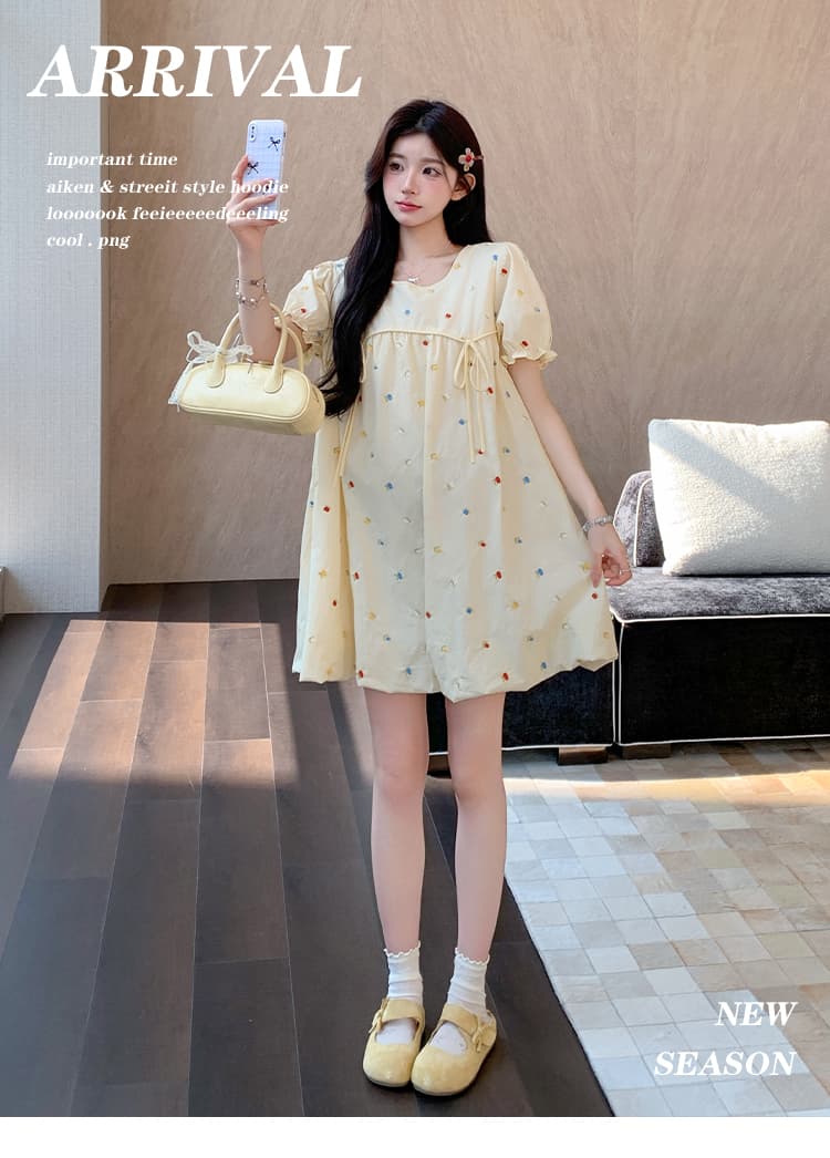 실사 지금 지금 순면 한국 스타일 루즈핏 출산 착용 한국 스타일 귀여운 인형 임산부 드레스 상세 이미지 1
