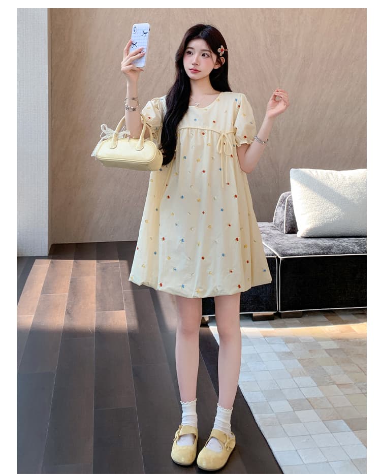 실사 지금 지금 순면 한국 스타일 루즈핏 출산 착용 한국 스타일 귀여운 인형 임산부 드레스 상세 이미지 8