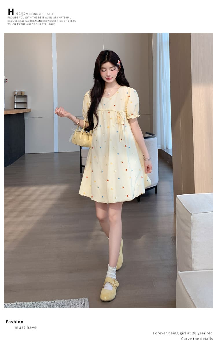실사 지금 지금 순면 한국 스타일 루즈핏 출산 착용 한국 스타일 귀여운 인형 임산부 드레스 상세 이미지 15