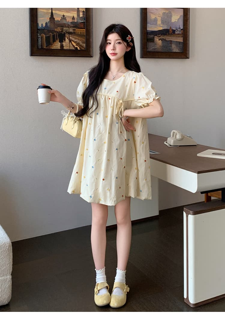 실사 지금 지금 순면 한국 스타일 루즈핏 출산 착용 한국 스타일 귀여운 인형 임산부 드레스 상세 이미지 17