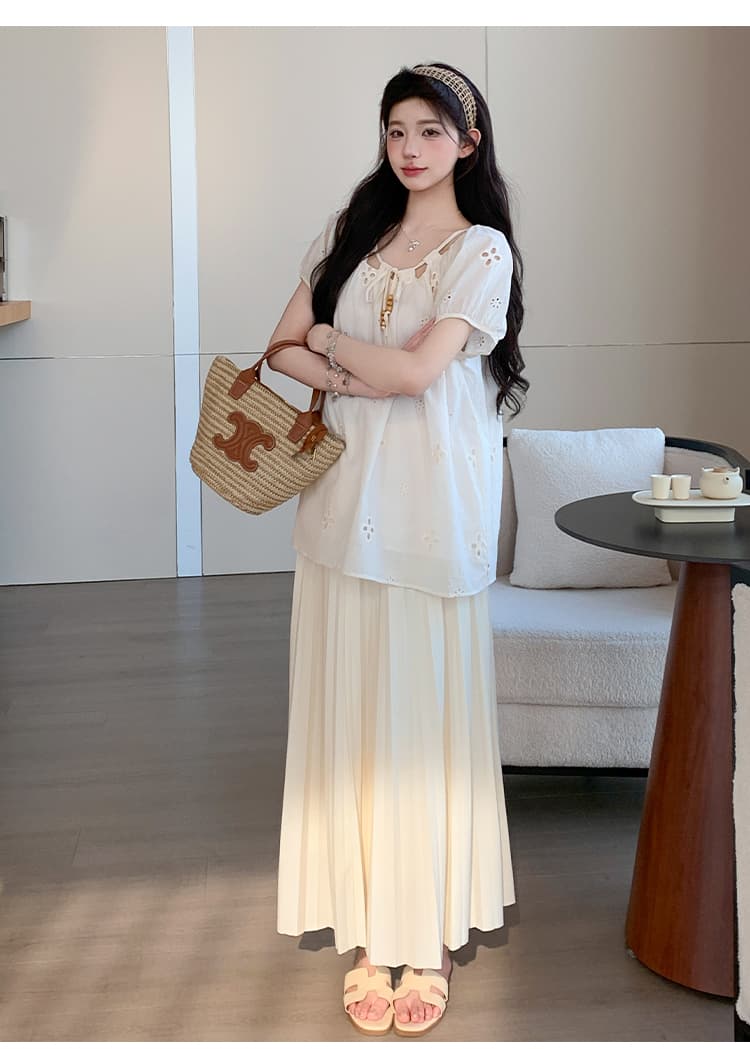 실사 지금 지금 순면 한국 스타일 루즈핏 임산부 맨위 반신 스커트 임산부 투피스 세트 임산부 세트 상세 이미지 17