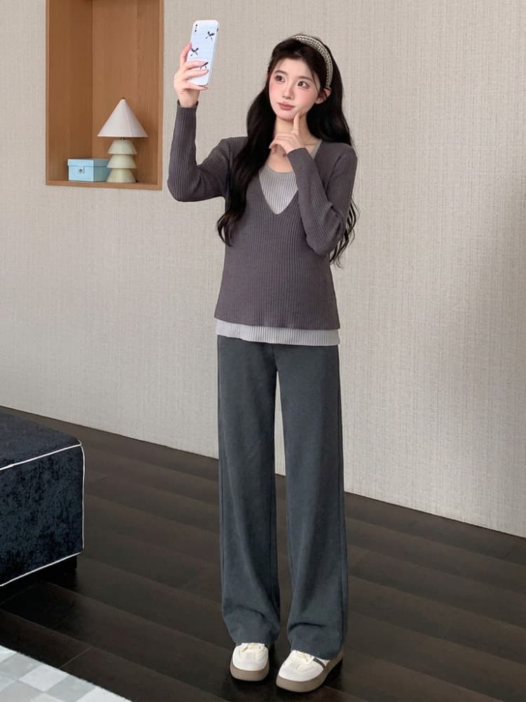실사 지금 지금 한국 스타일 루즈핏 출산 착용 니트 패치워크 스웨터 몸매 가꾸기 슬림해 보이는 임산부 맨위 상세 이미지 7