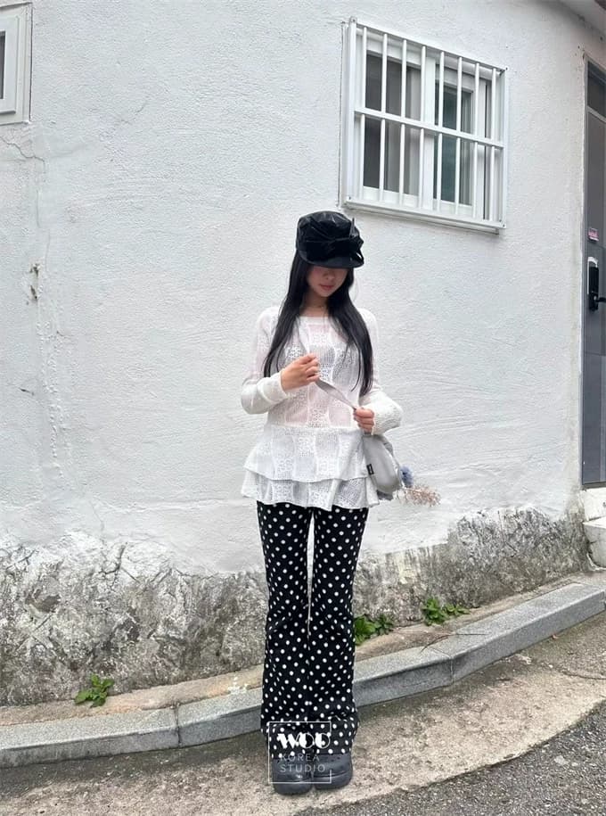 있음 창고 26 새로운 한국 작은 대중 측면 치마 홀로우 아웃 망상 니트 드레스 이미지 3