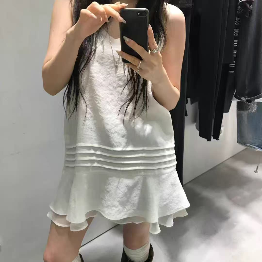 있음 창고 프릴 슬립 드레스 쇼트 스타일 인사이드 가져 가라. 드레스 이미지 2