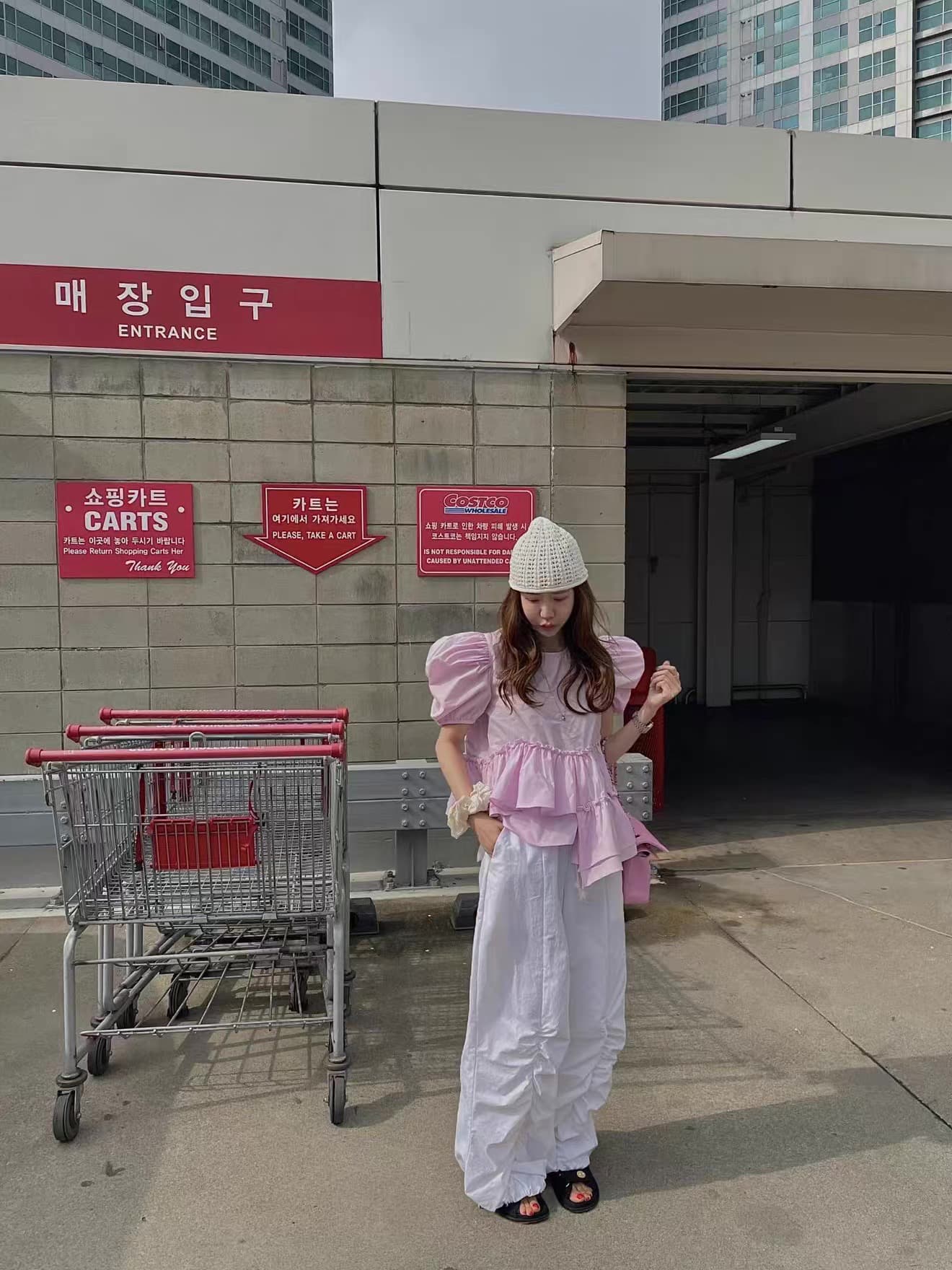 있음 창고 봄 여름 부드러운 다용도 불규칙 프릴 셔츠 상세 이미지 8