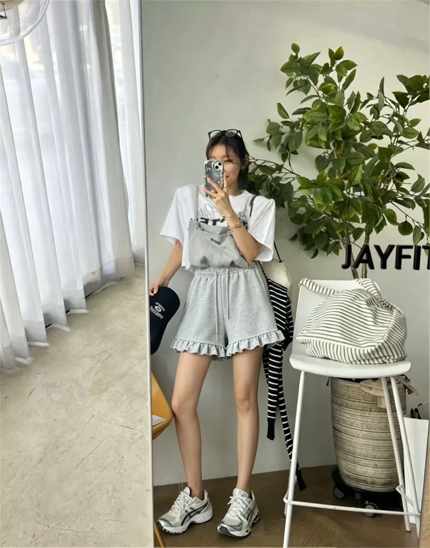 한국 chic 막대기 표준 주머니 펌프 로프 허리밴드 슬립 올인원 바지 여름 새로운 미니멀리즘 다용도 캐주얼 쇼트 스타일 상세 이미지 3