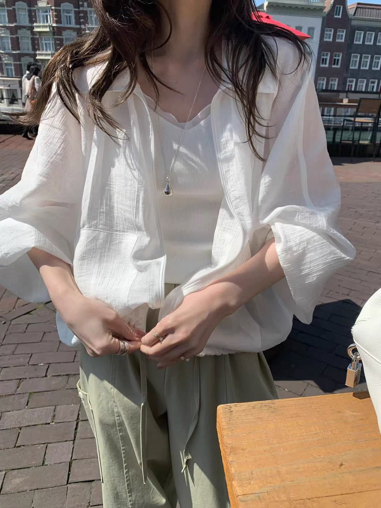 있음 창고 한국 동대문 얇은 스타일 지퍼 폴로 칼라 긴팔 자외선 차단 셔츠 재킷 재킷 상세 이미지 14