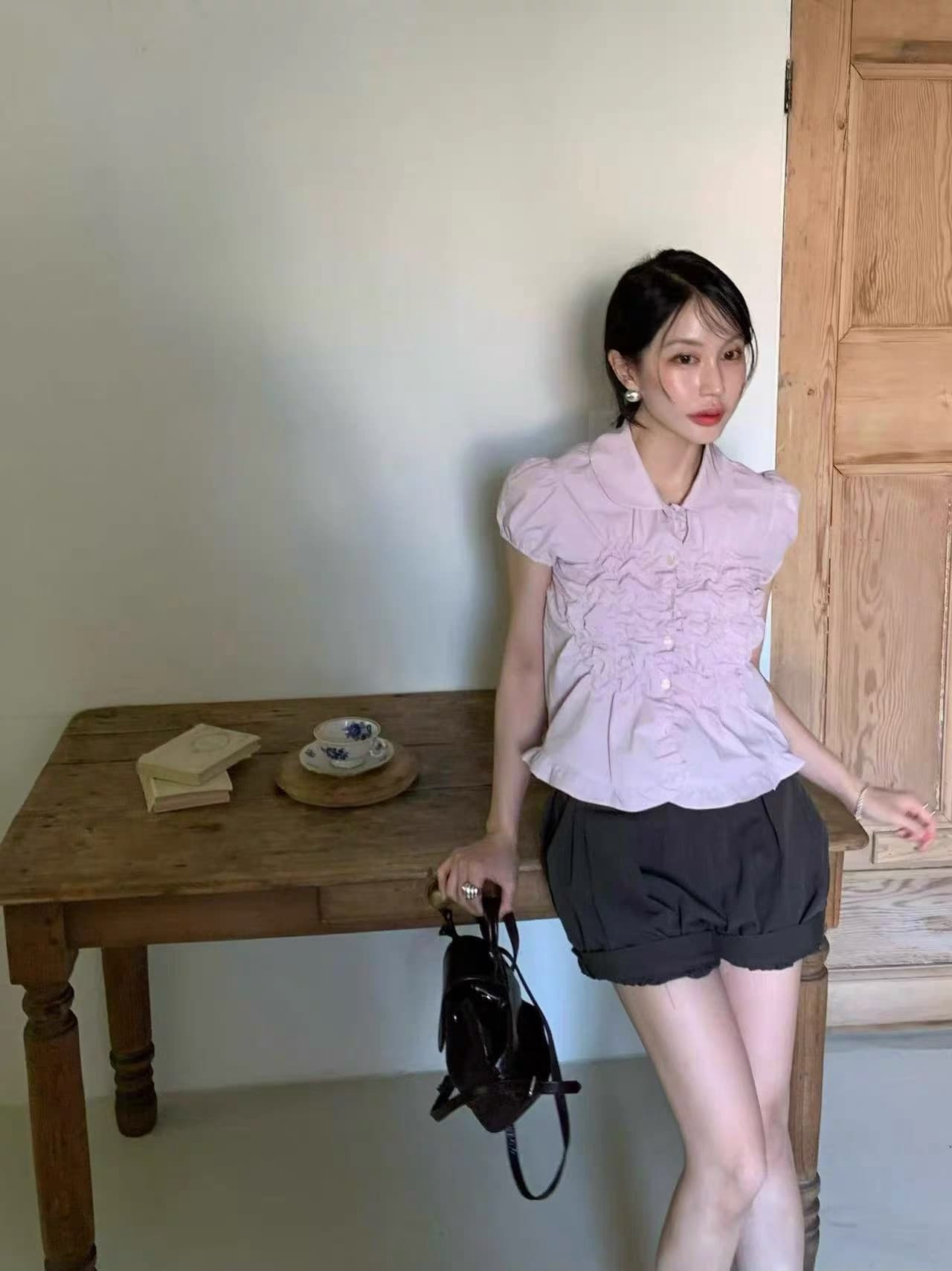 한국 품격 패션 주름 프릴 작은 셔츠 상세 이미지 10