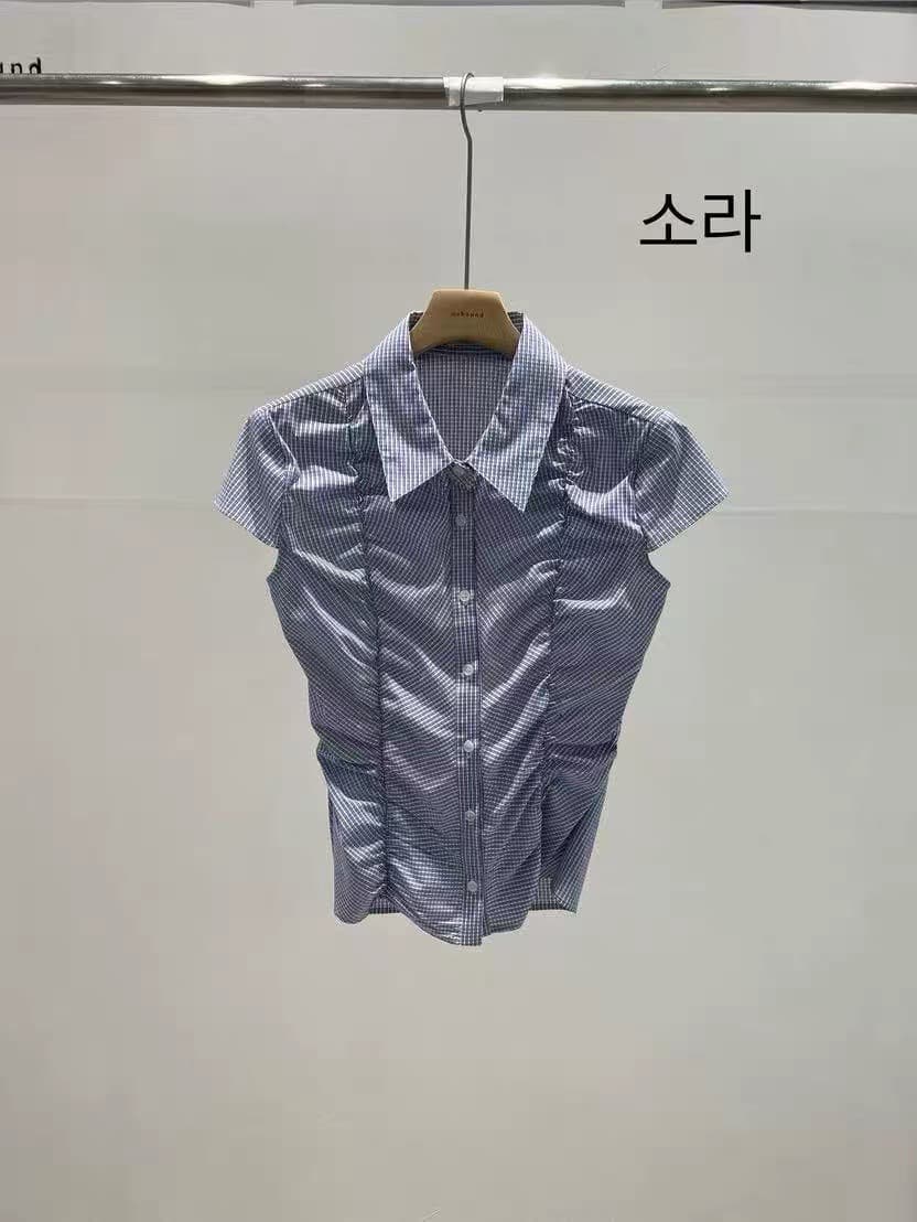 있음 창고 unbound 레트로 체크무늬 순수한 욕망 다용도 주름 외국 가스 셔츠 상세 이미지 9