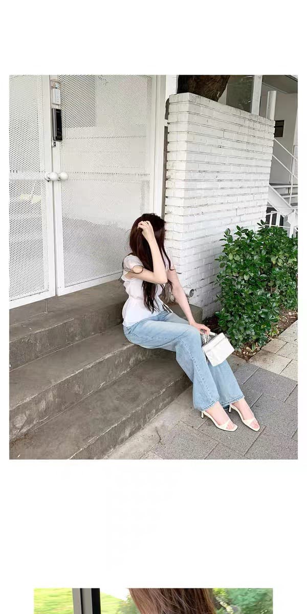 있음 창고 부드러운 한 바람 프릴 펌프 로프 반팔 티셔츠 여성 여름 얇은 셔츠 상세 이미지 35