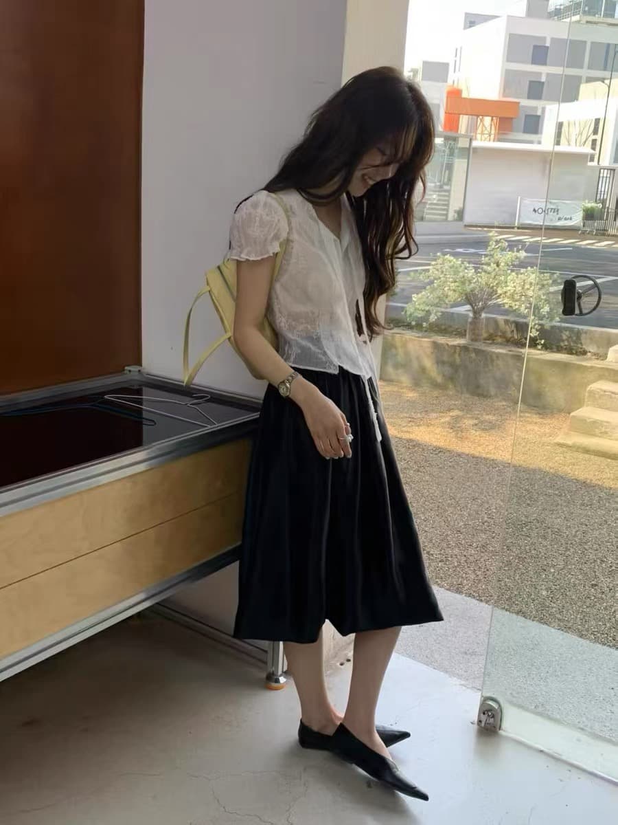 있음 창고 2026 레이스업 거품 소매 작은 대중 맨위 레이스 레이스 셔츠 상세 이미지 8