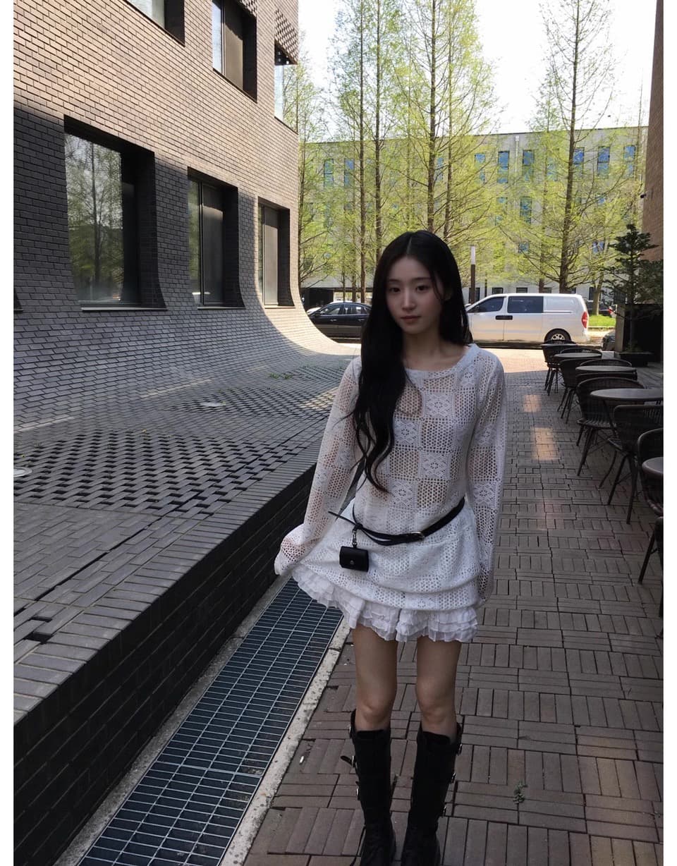 있음 창고 한국 일본식 발레 달콤함 부드러운 자매 레이스 케이크 니트 스웨터 상세 이미지 10