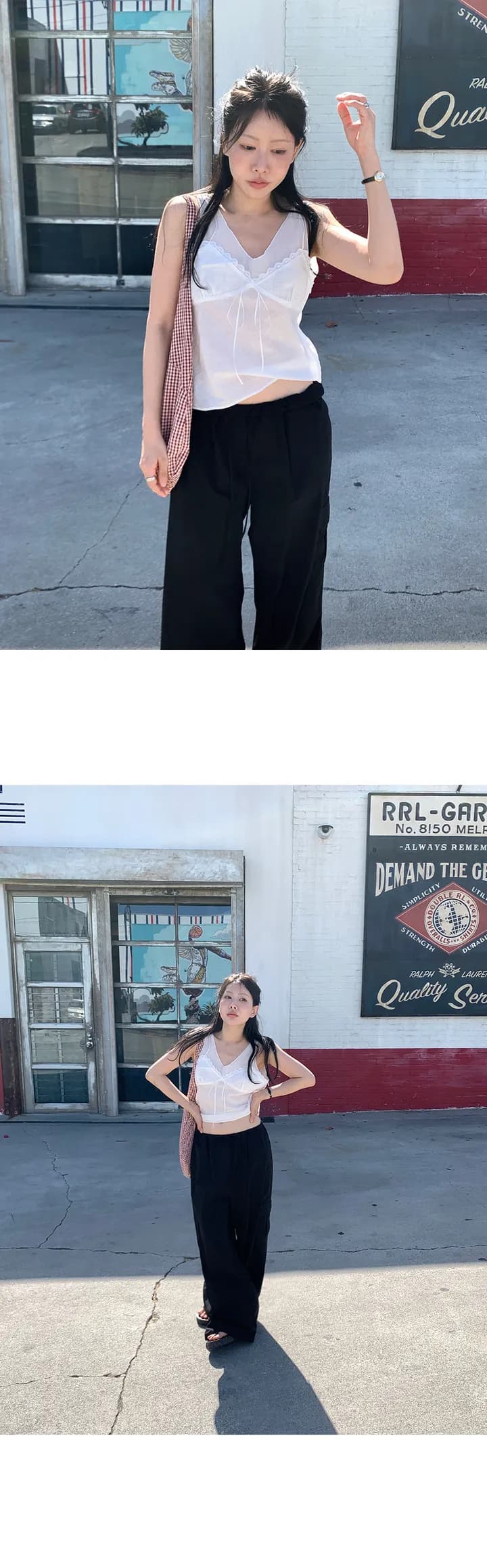 있음 창고 페이크 레이어드 레이스 측면 슬립 스택 착용 조끼 26 초여름 새로운 여성 상세 이미지 2