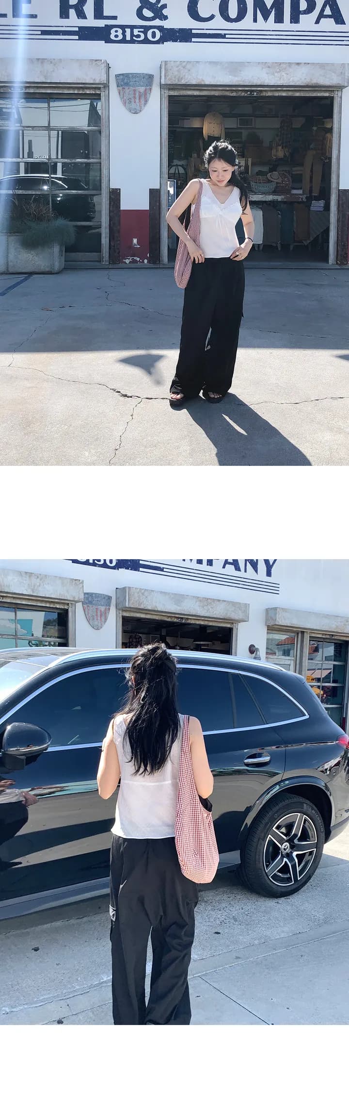 있음 창고 페이크 레이어드 레이스 측면 슬립 스택 착용 조끼 26 초여름 새로운 여성 상세 이미지 13
